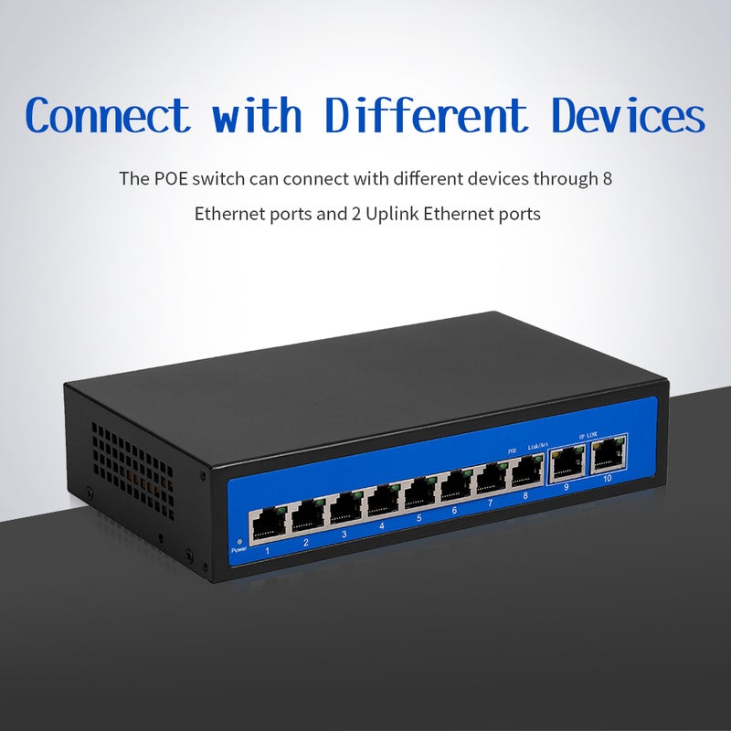 20Gbps 2 Uplink 8 Ethernet Port For IP Camera Wireless AP UK Plug Black - Image 3