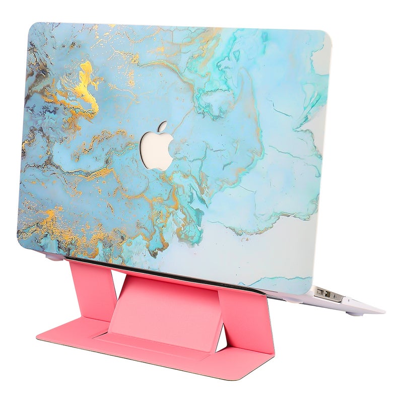 Shell Protective Case With Stand For 13-Inch Apple Mac Book Pro Blue/Pink  - Image 2