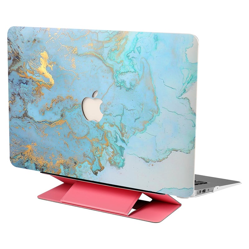 Shell Protective Case For 13.3-Inch Apple Mac Book Pro With Stand Blue/Pink  - Image 1