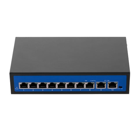2.0 Gbps 8 Ethernet Port 2 POE Switch For IP Camera Wireless AP UK Plug Black
