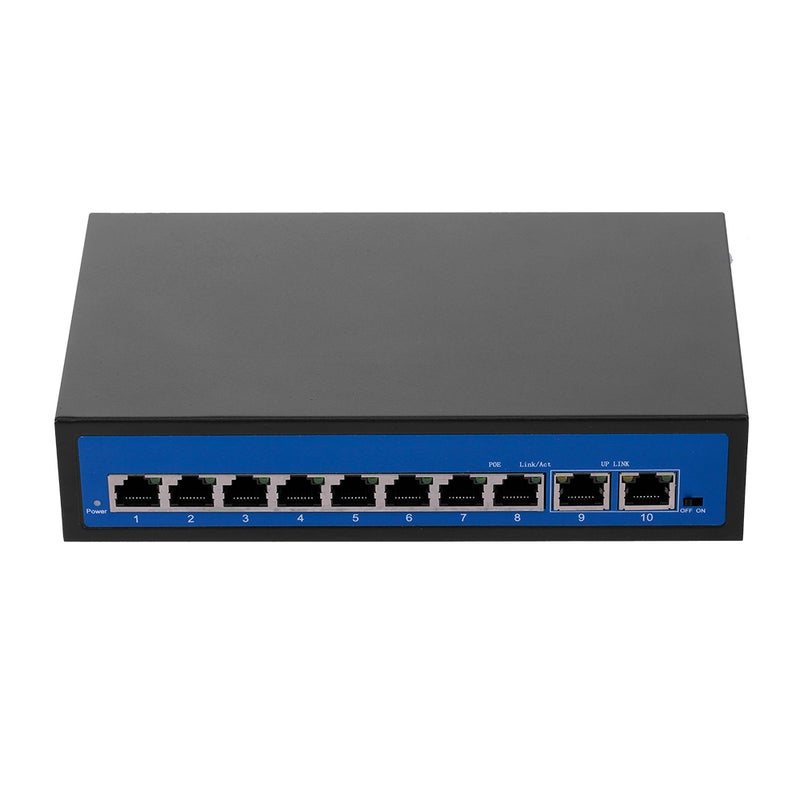 Generic 2.0 Gbps 8 Ethernet Port 2 POE Switch For IP Camera Wireless AP UK Plug Black  - Image 1