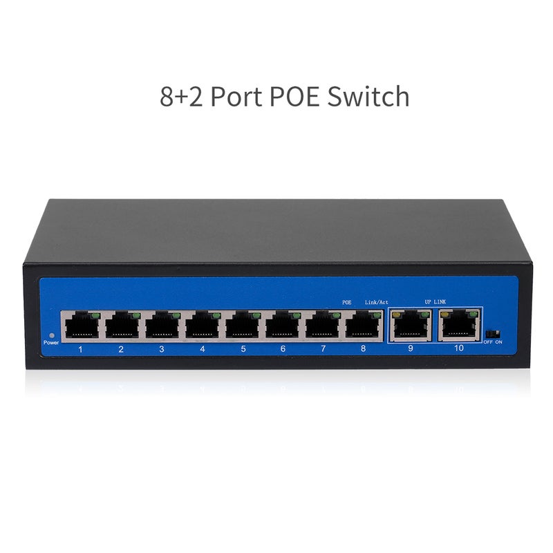 Generic 2.0 Gbps 8 Ethernet Port 2 POE Switch For IP Camera Wireless AP UK Plug Black  - Image 2