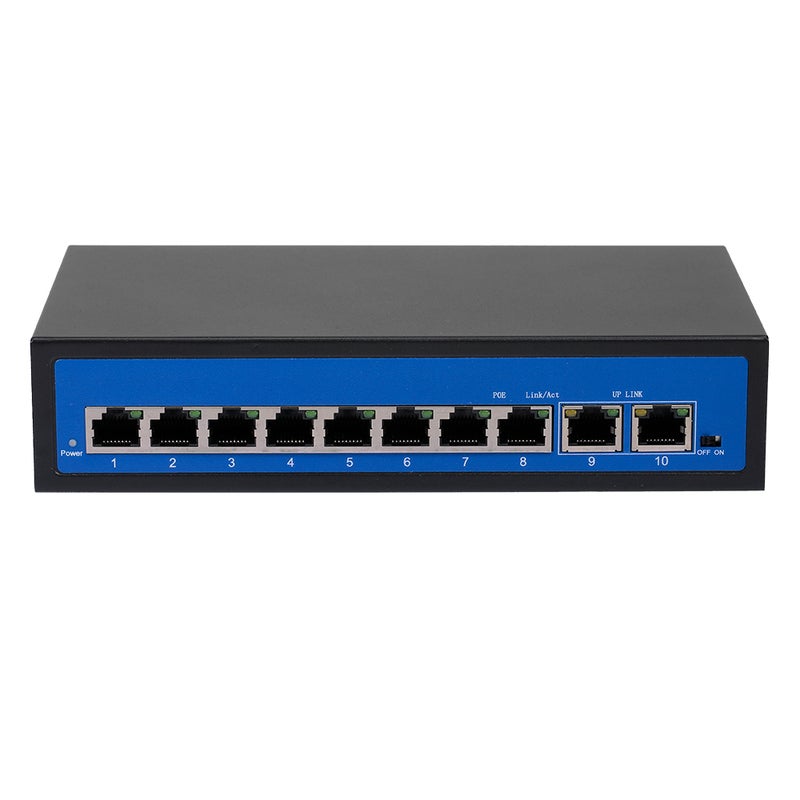 Generic 2.0 Gbps 8 Ethernet Port 2 POE Switch For IP Camera Wireless AP UK Plug Black  - Image 1