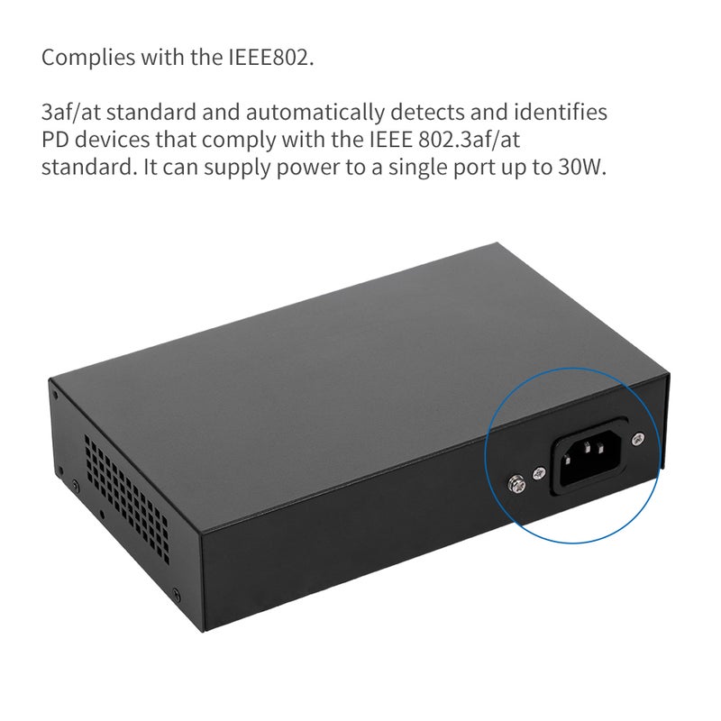 Generic 2.0 Gbps 8 Ethernet Port 2 POE Switch For IP Camera Wireless AP UK Plug Black  - Image 5