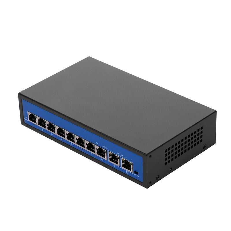 Generic - 2.0 Gbps 8 Ethernet Port 2 POE Switch For IP Camera Wireless AP UK Plug Black - Image 1