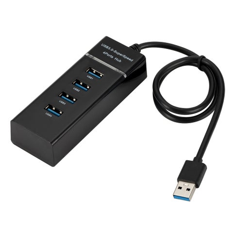 موزع محول بأربع منافذ USB للكمبيوتر المكتبي وجهاز الكمبيوتر واللابتوب أسود