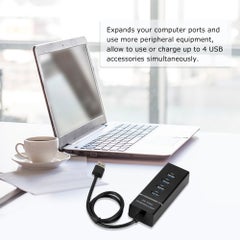 Generic 4-Port USB Adapter Hub For Desktop PC Laptop Black  - Image 2