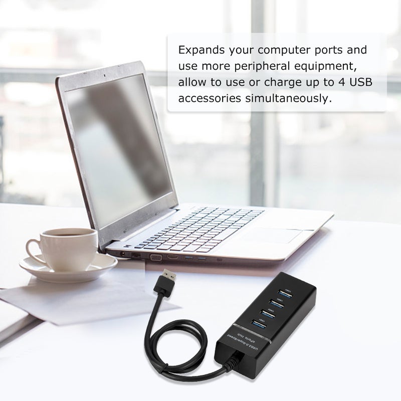 ماركة غير محددة - موزع محول بأربع منافذ USB للكمبيوتر المكتبي وجهاز الكمبيوتر واللابتوب أسود - Image 1