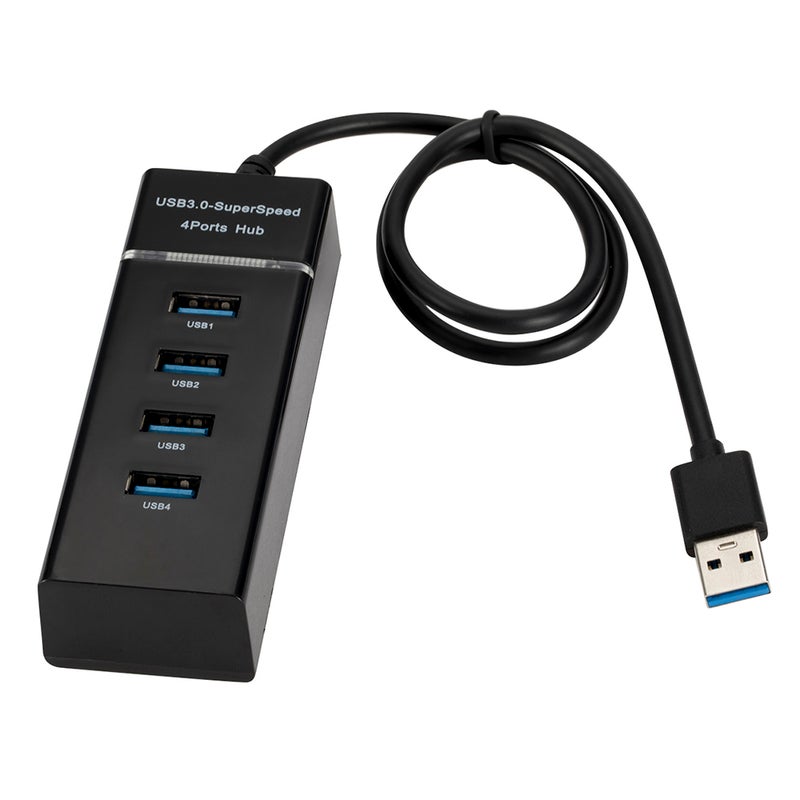 ماركة غير محددة - موزع محول بأربع منافذ USB للكمبيوتر المكتبي وجهاز الكمبيوتر واللابتوب أسود - Image 1