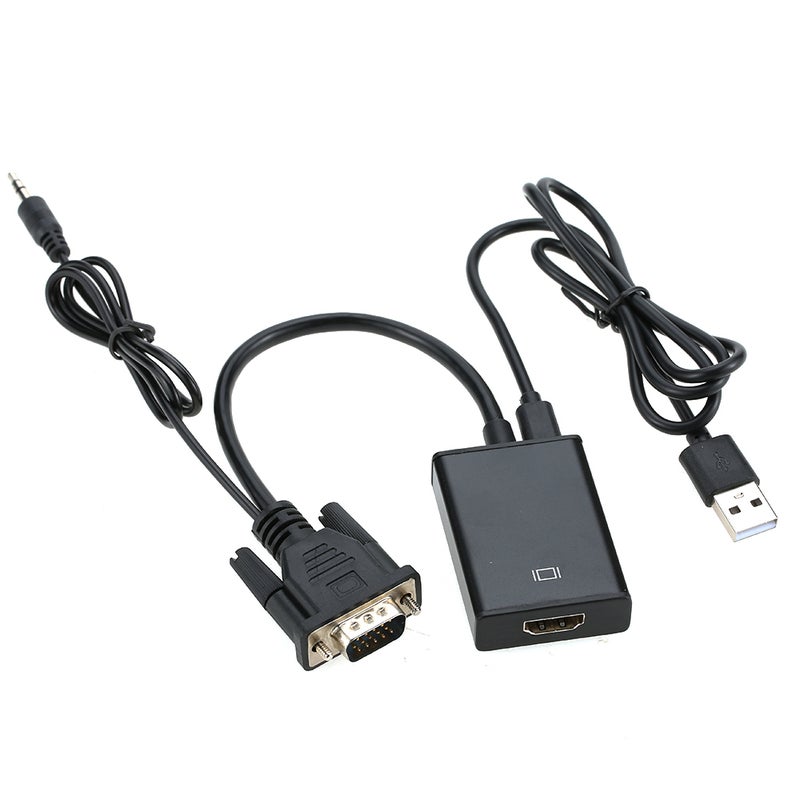 محول من VGA ذكر إلى HD أنثى USB 3.5 أسود - Image 1
