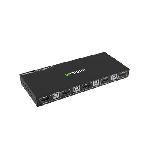 4 Ports HDMI 2.0 4-in-1 KVM Switcher 4K HD Image Quality Keyboard Mouse USB Synchronization Controller Black
