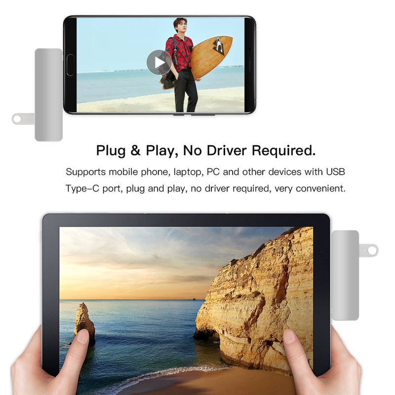 محول 5 في 1 من موزع USB-C إلى USB 3.0 طراز-C رمادي - Image 4