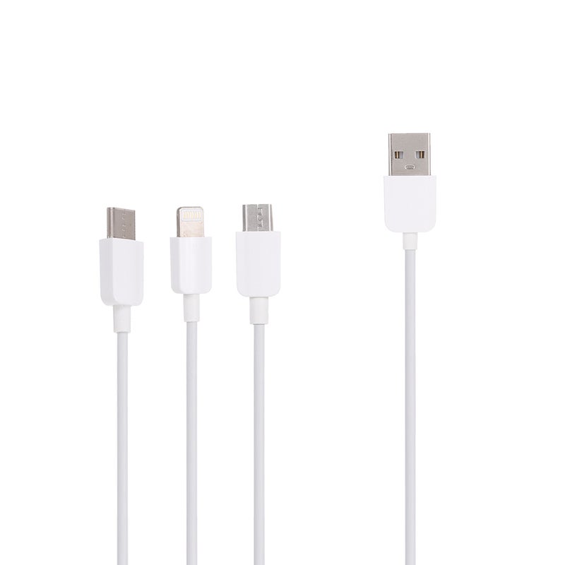 كابل شحن 3 في 1 بمنفذ USB أبيض - Image 1
