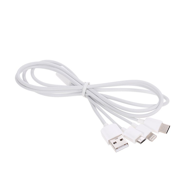 كابل شحن 3 في 1 بمنفذ USB أبيض - Image 4
