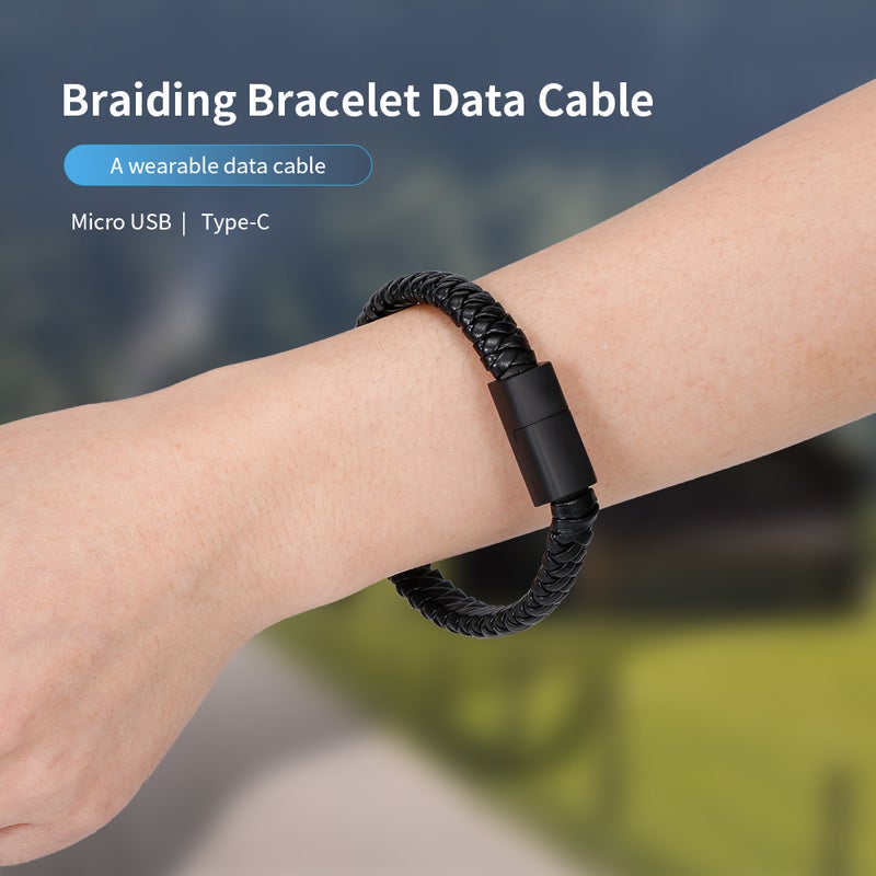 Braiding Bracelet Micro USB Data Cable Black  - Image 3