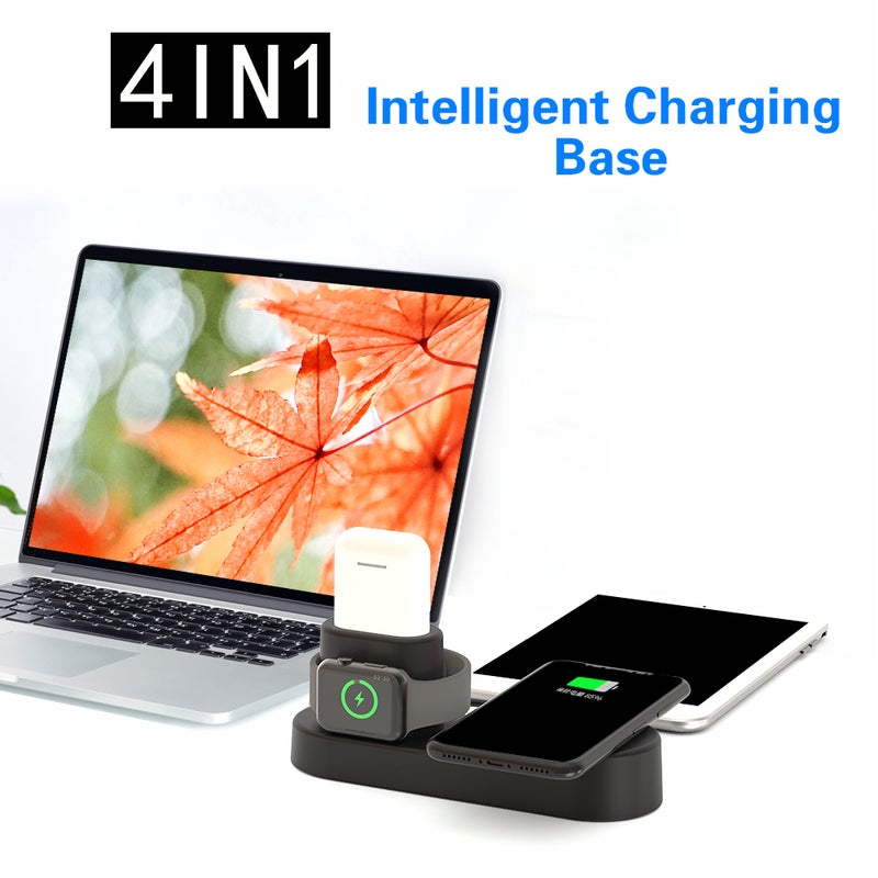 4-In-1 Wireless Charging Station Phone Holder Black  - Image 2