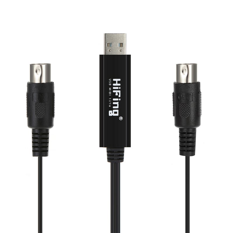 5 Pin Line Converter PC To Music Keyboard Adapter Cord Black - Image 1