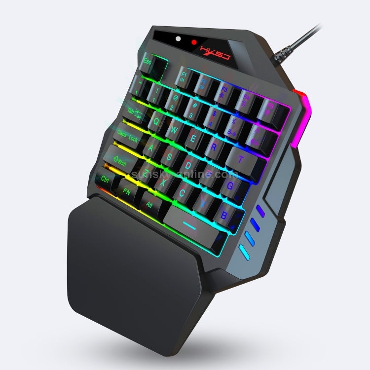 HXSJ - V500 Streaming Ribbon One-Handed Keyboard With USB Converter Black - Image 1