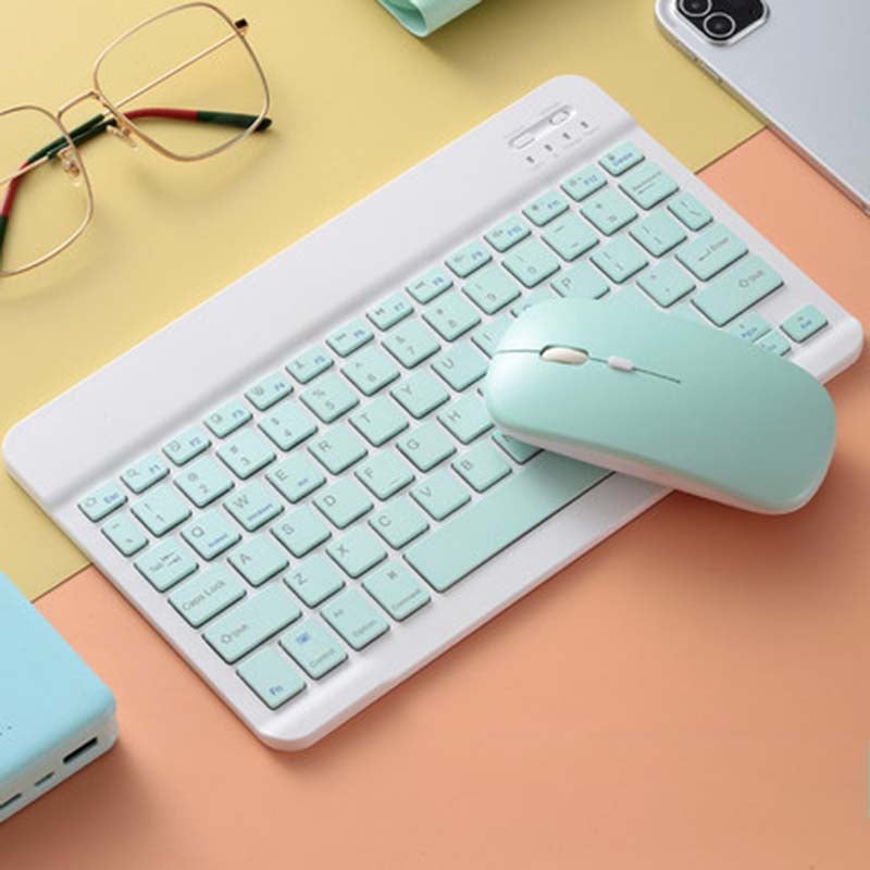 Wireless Bluetooth Three System Universal Mobilephone and Tablet Keyboard with Mouse Set - English Green  - Image 2