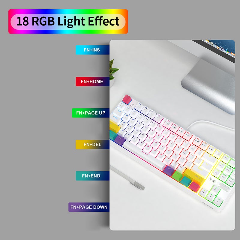 Ajazz - K870T Wired and Bluetooth Dual Mode RGB Color Backlight Mechanical Switches Gaming Keyboard - English - Image 1