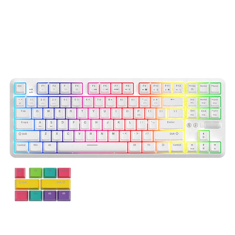Ajazz - K870T Wired and Bluetooth Dual Mode RGB Color Backlight Mechanical Switches Gaming Keyboard - English - Image 1