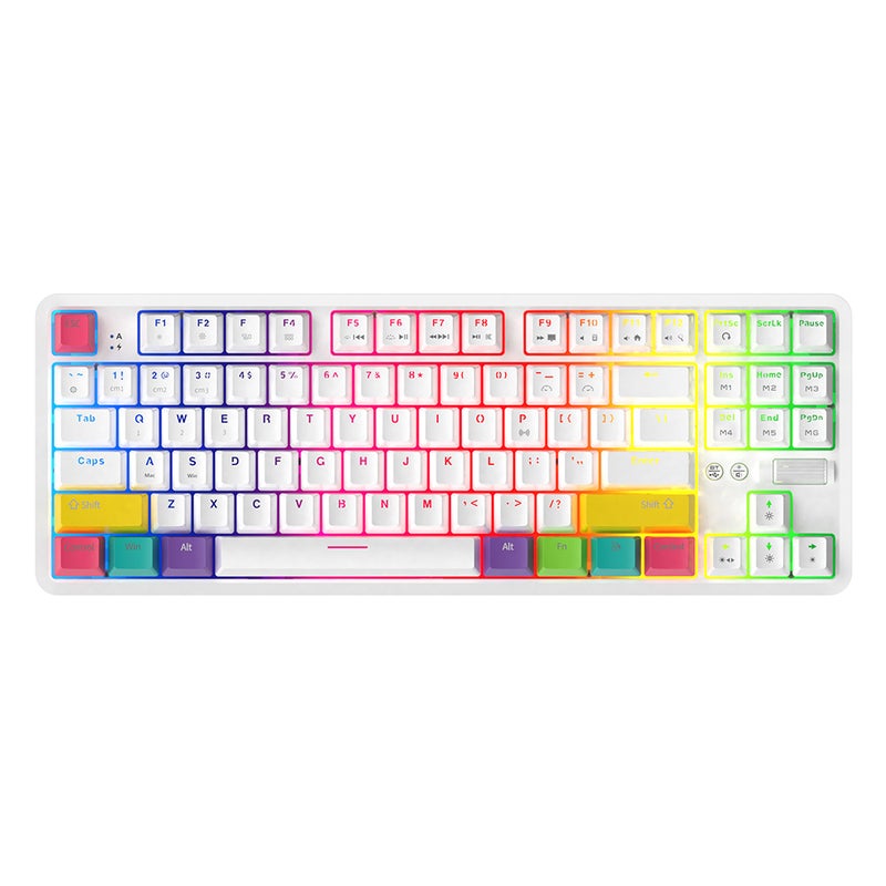 Ajazz - K870T Wired and Bluetooth Dual Mode RGB Color Backlight Mechanical Switches Gaming Keyboard - English - Image 1