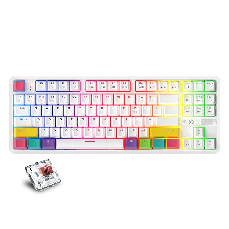 K870T Wired and Bluetooth Dual Mode RGB Color Backlight Mechanical Switches Gaming Keyboard - English - v1601704095/N40859690A_1