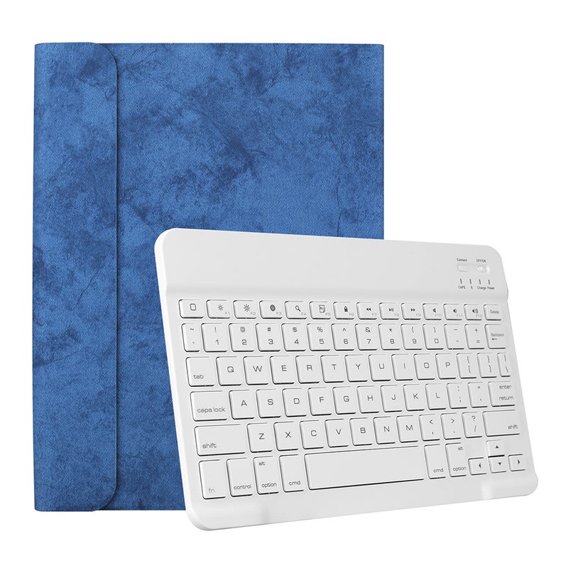 Wireless Bluetooth Keyboard With Case Cover For 2018 iPad Pro 11 - English White/Blue - Image 1