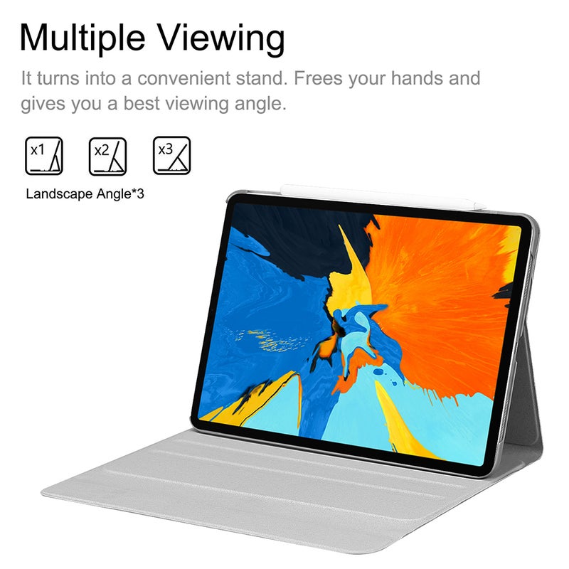 Wireless Bluetooth Keyboard With Case Cover For 2018 iPad Pro 11 - English White/Blue - Image 2