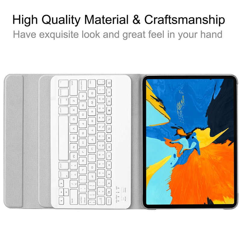 Wireless Bluetooth Keyboard With Case Cover For 2018 iPad Pro 11 - English White/Blue - Image 3