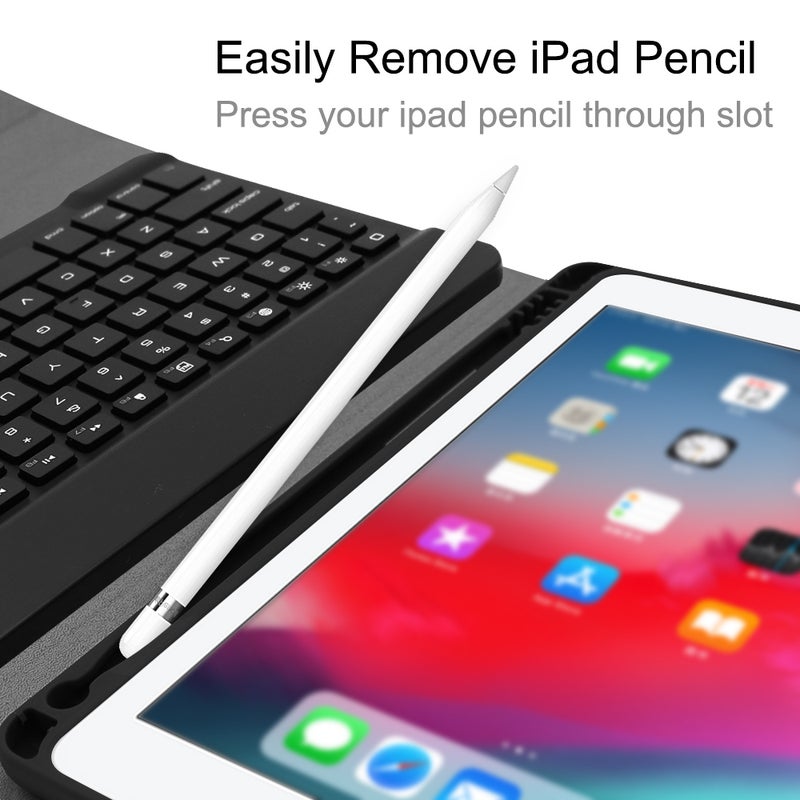 Wireless Bluetooth Keyboard With Case Cover For 2017-18 iPad Air1/2 iPad Pro 9.7/iPad 9.7 - English Black/Blue  - Image 4