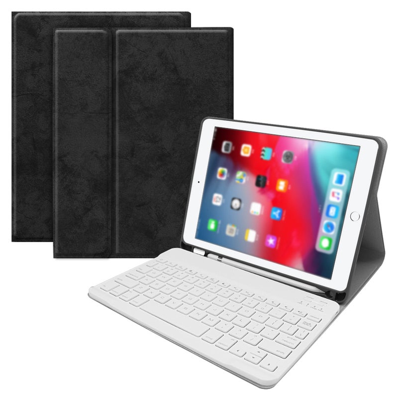 Wireless Bluetooth Keyboard With Case Cover For 2017-18 iPad Air1/2 iPad Pro 9.7/iPad 9.7 - English Black/White  - Image 1