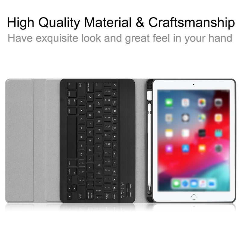 Wireless Bluetooth Keyboard With Case Cover For 2017-18 iPad Air1/2 iPad Pro 9.7/iPad 9.7 - English Black/Blue  - Image 3