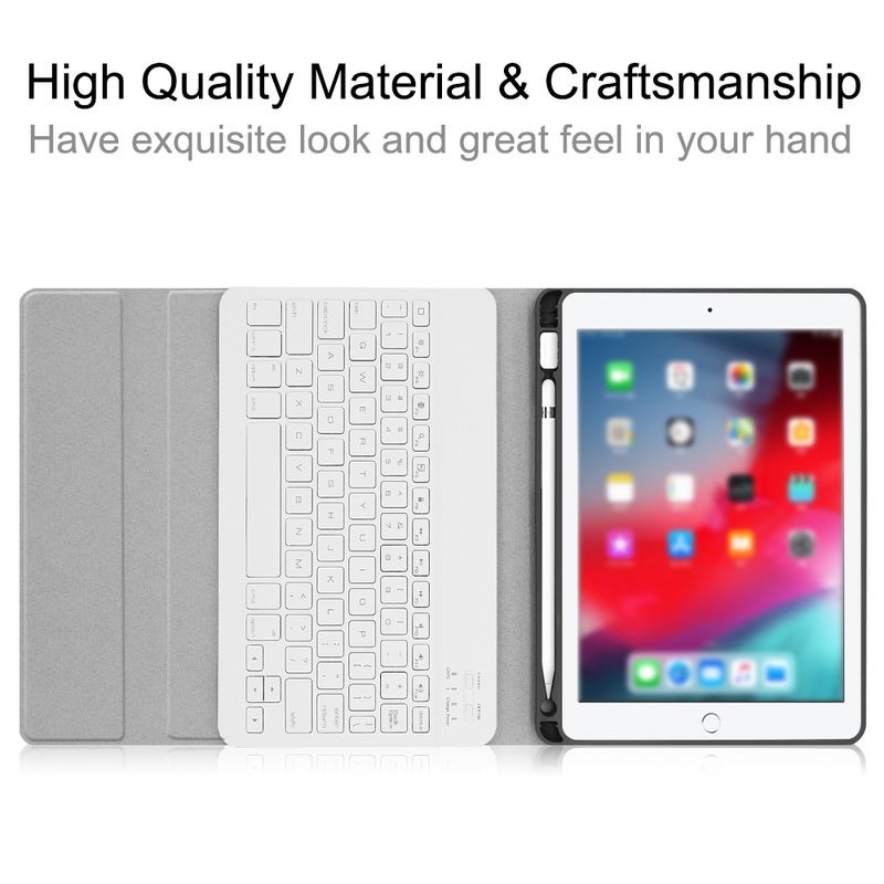 Wireless Bluetooth Keyboard With Case Cover For 2017-18 iPad Air1/2 iPad Pro 9.7/iPad 9.7 - English White/Blue  - Image 3