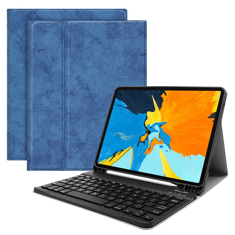 Wireless Bluetooth Keyboard With Case Cover For iPad Pro 11 - English Black/Blue - Image 1