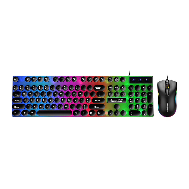 D290 USB Wired RGB Backlight Punk Keyboard With Colorful 3D Mouse For Laptop/PC - English  - Image 1