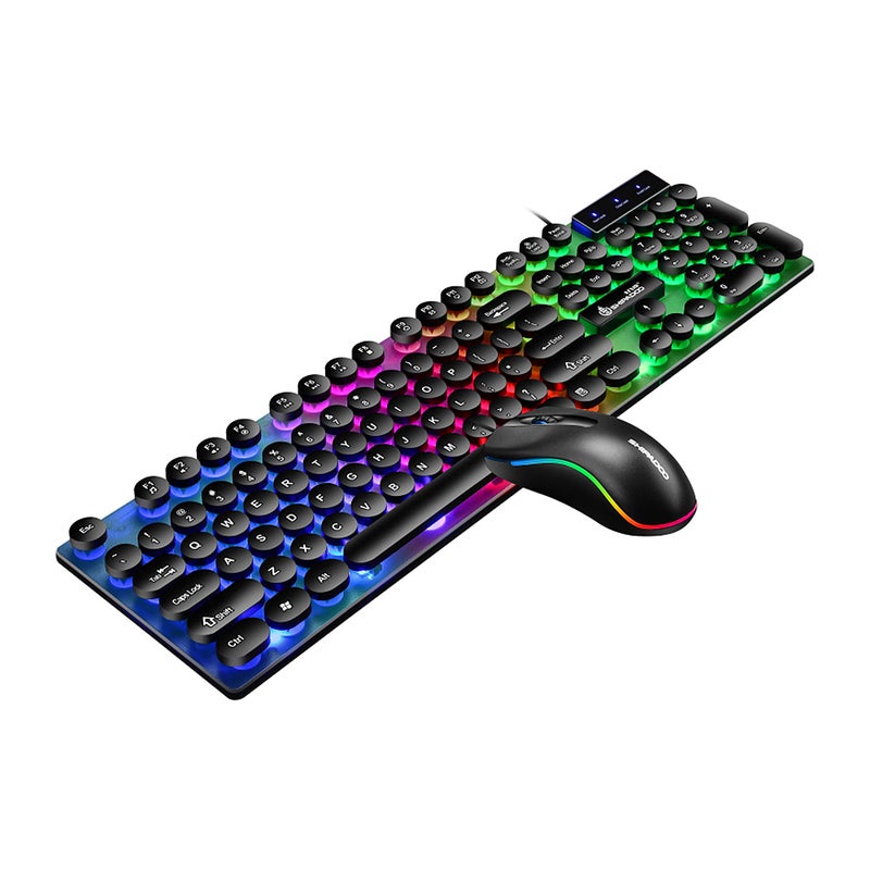 D290 USB Wired RGB Backlight Punk Keyboard With Colorful 3D Mouse For Laptop/PC - English  - Image 3