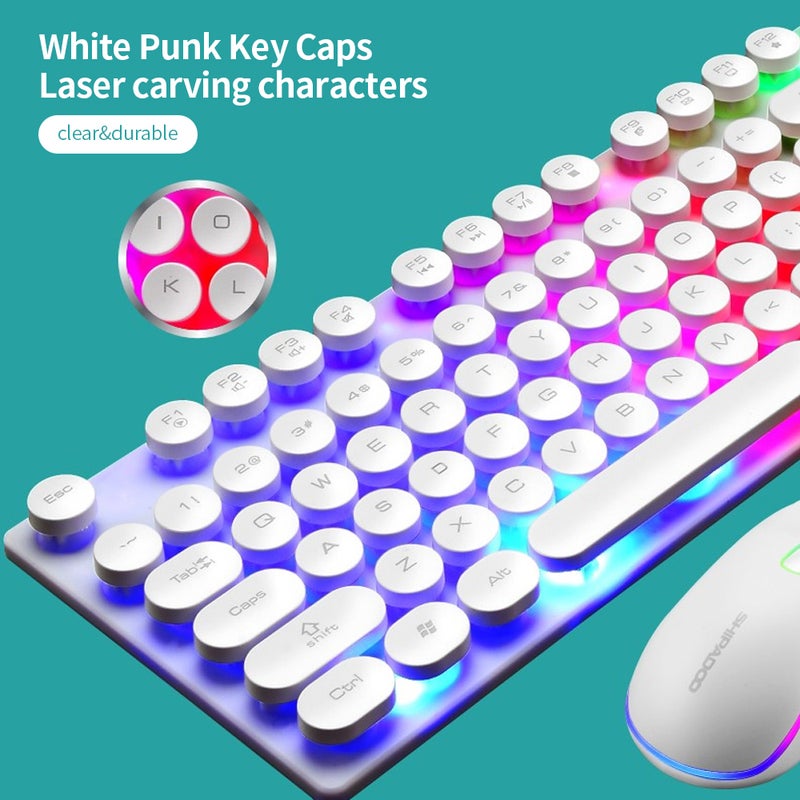 D290 USB Wired RGB Backlight Punk Keyboard With Colorful 3D Mouse For Laptop/PC - English  - Image 4