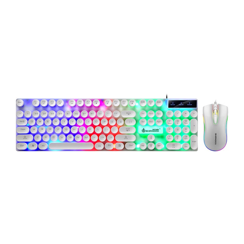 D290 USB Wired RGB Backlight Punk Keyboard with Colorful 3D Mouse for Laptop/PC - English  - Image 1