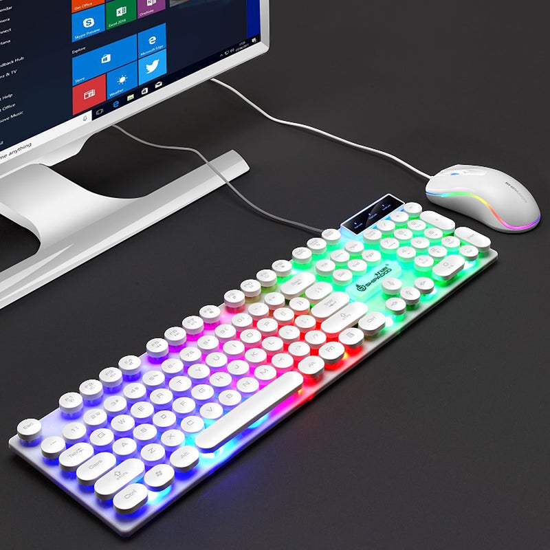 D290 USB Wired RGB Backlight Punk Keyboard with Colorful 3D Mouse for Laptop/PC - English  - Image 4