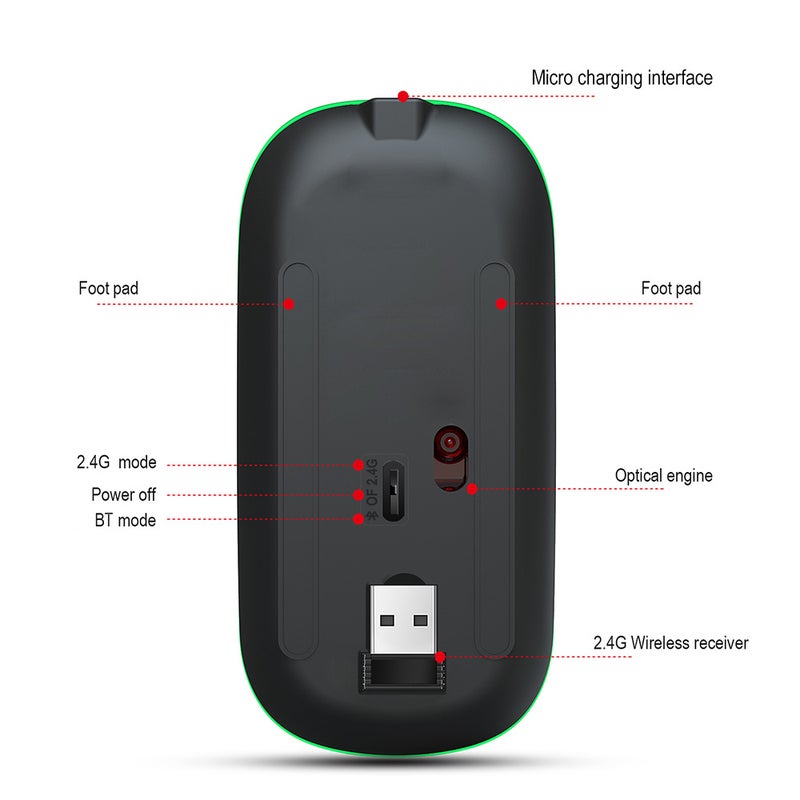YWYT 27-LU Dual Mode Wireless Mouse Black - Image 5