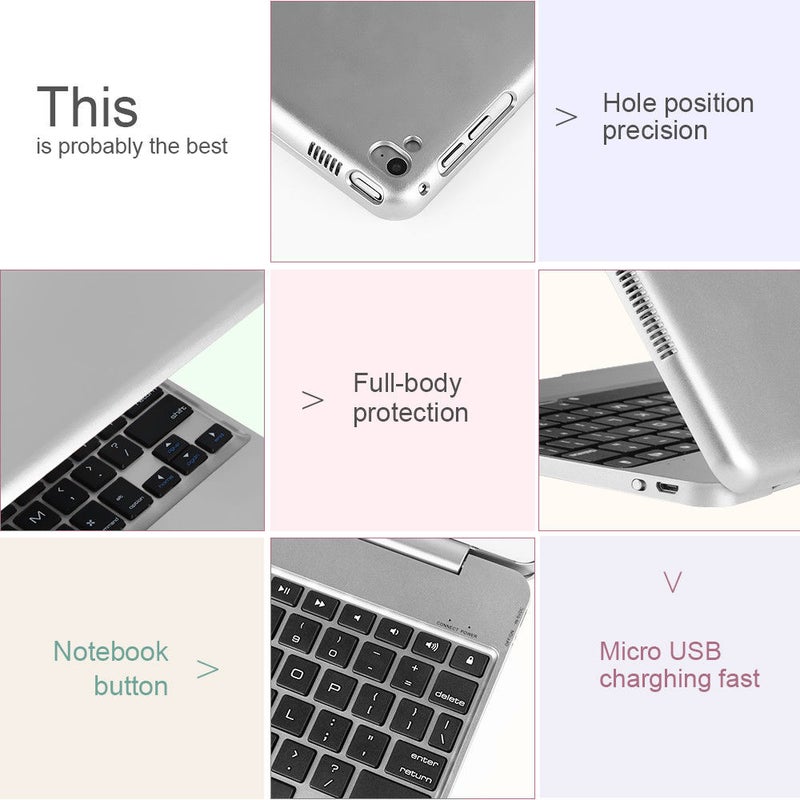 F19B Wireless Bluetooth Keyboard With Flip Cover Case For iPad Air 1 2 5 6 Pro 9.7 - English Pink/Black  - Image 4