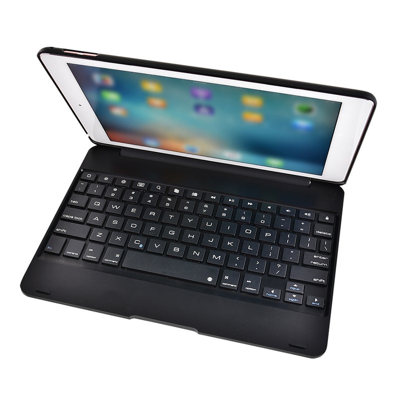 Generic - F19B Wireless Bluetooth Keyboard With Flip Cover Case For iPad Air 1 2 5 6 Pro 9.7 - English Black - Image 1