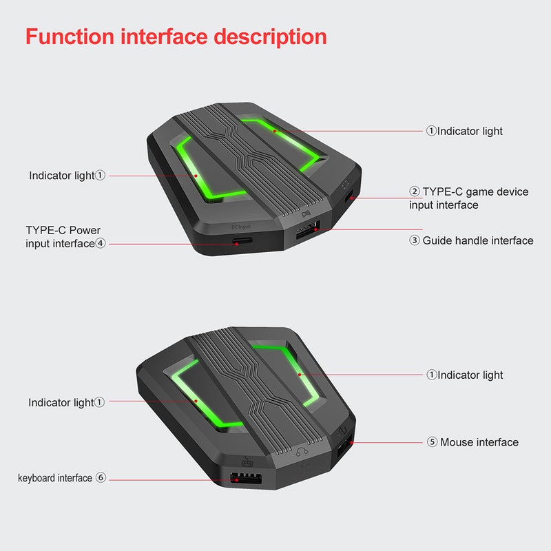 HXSJ - P6 Keyboard and Mouse Adapter Portable Mice Converter for N-Switch PS4 PS3 XBox One 360 - English Black - Image 1