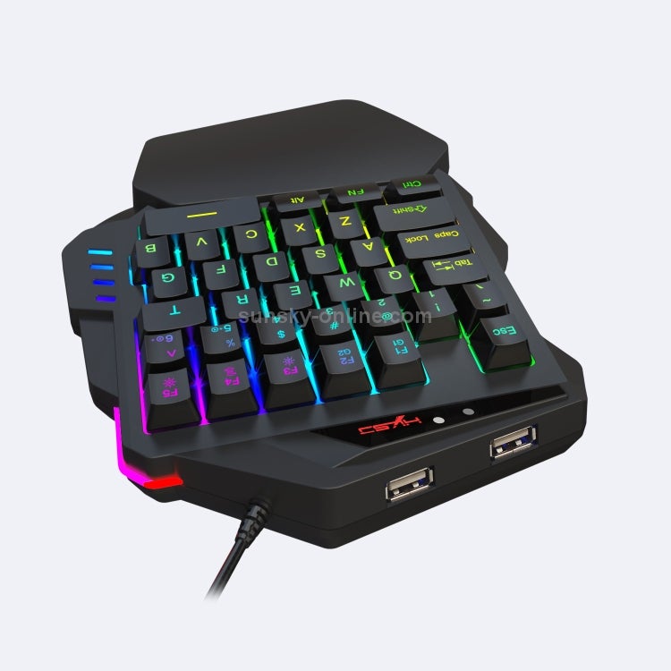 HXSJ - V500 Streaming Ribbon One-Handed Keyboard With USB Converter Black - Image 1
