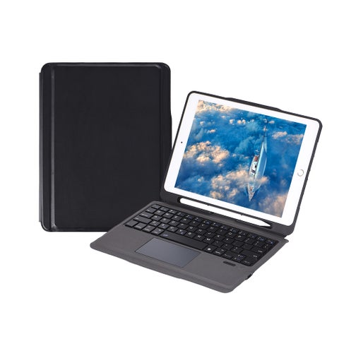 Wireless Bluetooth Keyboard Touch Pad with Apple Pencil Holder for iPad Air 2 - English Black