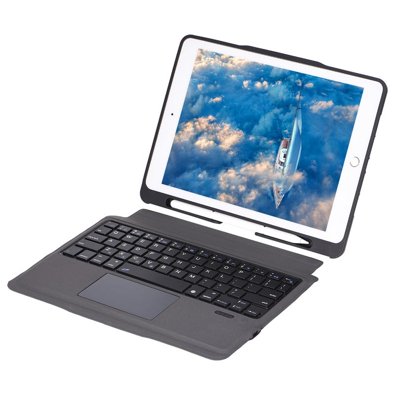 Wireless Bluetooth Keyboard Touch Pad with Apple Pencil Holder for iPad Air 2 - English Black