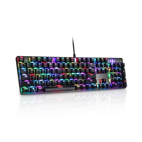 CK104 Wired USB Colourful LED Backlight Mechanical Gaming Keyboard - English And Russian