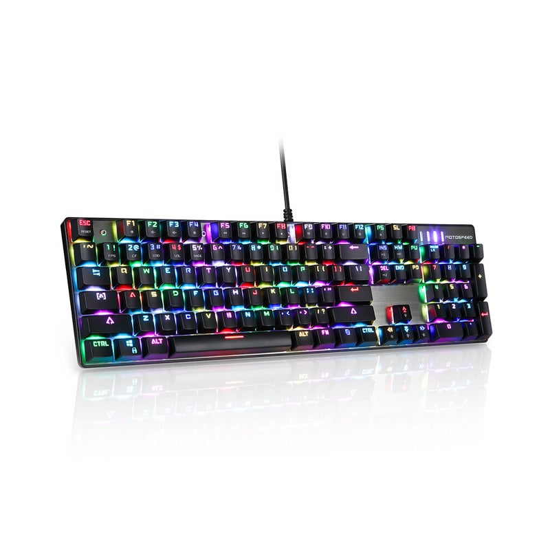 Motospeed CK104 Wired USB Colourful LED Backlight Mechanical Gaming Keyboard - English And Russian  - Image 1