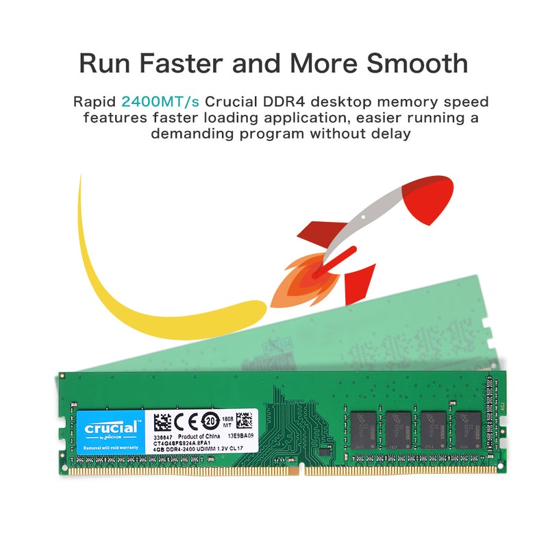 crucial - Crucial 4 GB DDR4 Memory RAM Green - Image 1